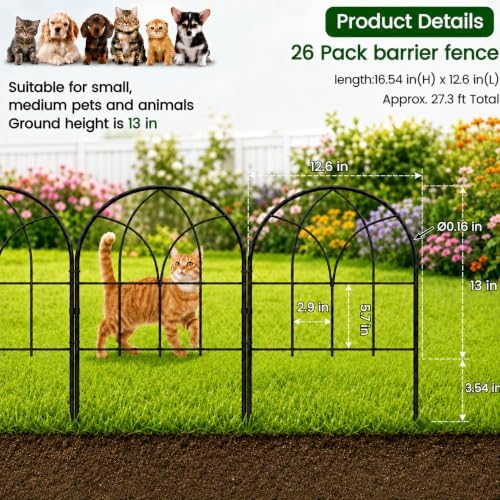decorative garden fence, 27.3 ft no dig flower shown in use