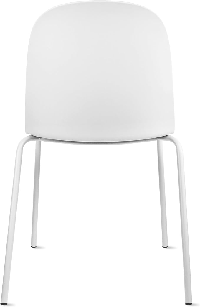 2xhome Modern Stackable Armless Dining Chair, Plastic Shell Seat with Upholstered PU Leather Cushion Padded Seat Metal Legs for Home Kitchen Patio Cafe, White