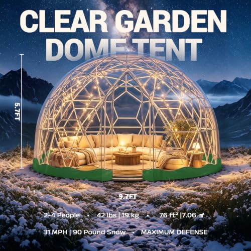 10.5ft garden dome tent, geodesic dome greenhouse with, side view