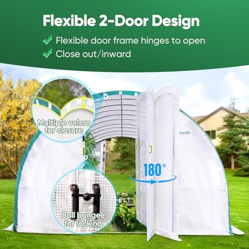 quictent 25x10x6.6ft tunnel greenhouse for outdoors with 2, close-up detail