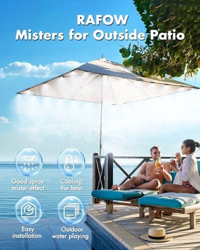 misters for outside patio with water filter shown in use