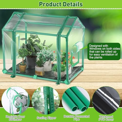 mini greenhouse with potting mat for indoor plant shown in use