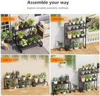 metal heavy duty plant stand indoor outdoor,3 tier, close-up detail
