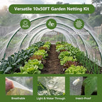 garden netting kit for raised beds, 10x50ft ultra shown in use