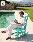 kingyes oversized outdoor rocking chair for adults, porch shown in use