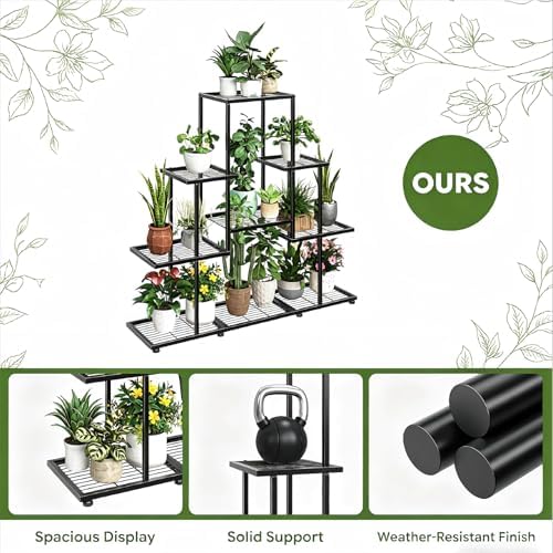 ekisemio 5 tier metal plant stand - heavy, side view