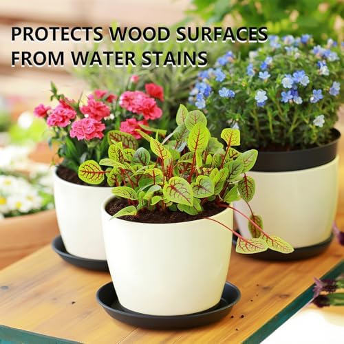 9 Pack Black Plant Pot Saucers, 8 10 12 Inch Heavy Duty PP Trays | Plant Watering Trays for Indoor & Outdoor Flower Pots