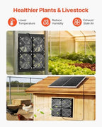 vevor solar powered fan, 25w solar panel with, side view