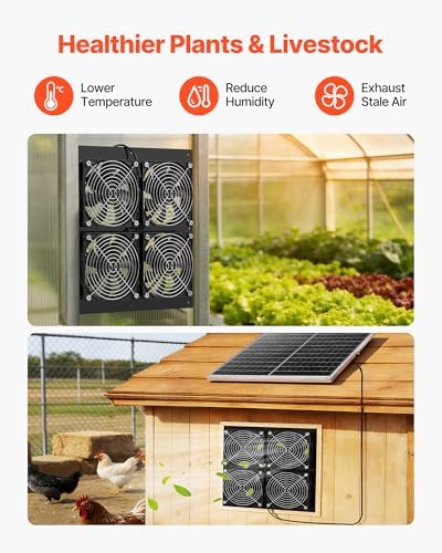 vevor solar powered fan, 25w solar panel with, side view