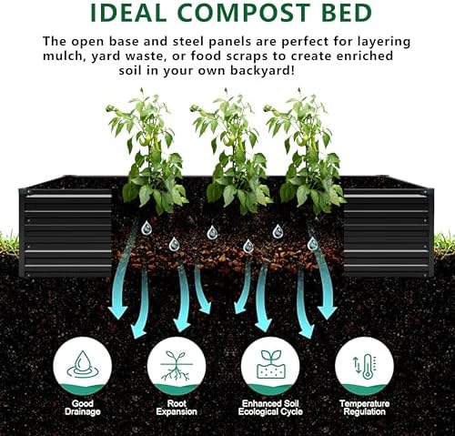 diiyiv 12x2x1.5ft galvanized raised garden bed,vegetable boxes-rectangle metal, close-up detail