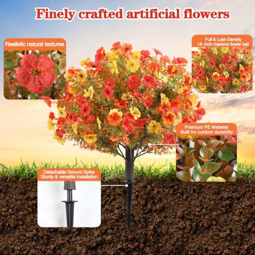 27.5" artificial topiary fall flowers w/stake for fall shown in use