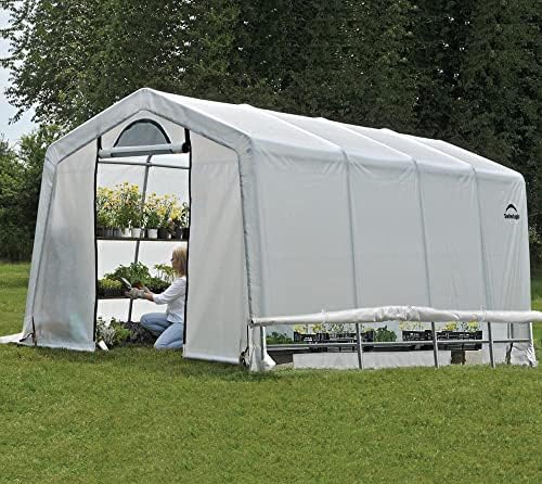 shelterlogic 70658 greenhouse-in-a-box flow peak roof style easy shown in use