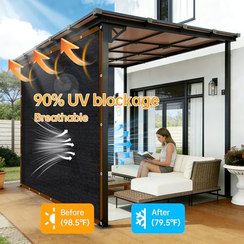 shade-cloth 85-90% for garden plants 8x8 ft, black shown in use