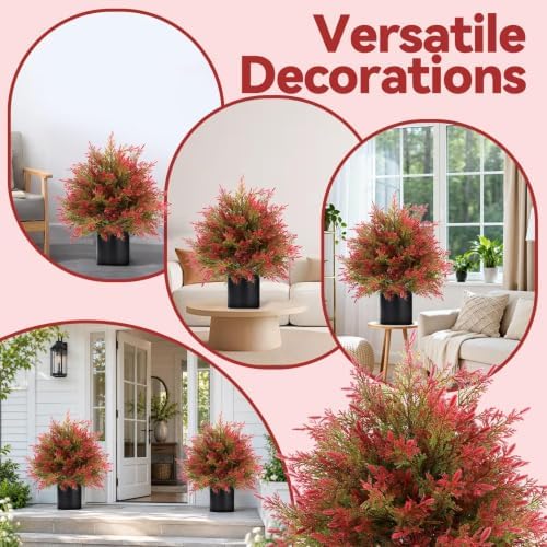 artificial fall cedar topiary trees in pot, 2, view 9