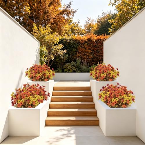 36 bundles artificial fall flowers for outdoors faux, side view