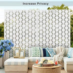 elevens metal outdoor privacy screen, freestanding outdoor divider showing dimensions