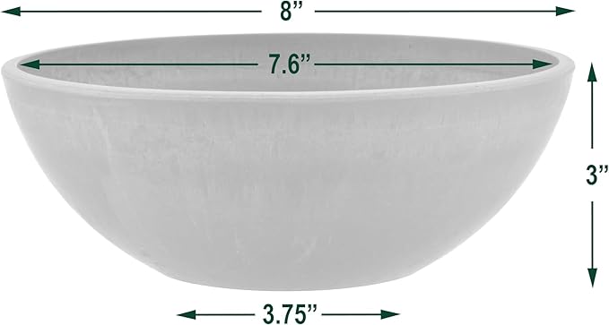 PSW Pot Collection M20TC 8-inch Plastic/Stone/Wood Composite Low Bowl Planter – No Drainage Hole (Drillable), Shallow Indoor/Outer Pot for Succulents, Bonsai, Fairy Gardens, Herbs, Terra Cotta Color
