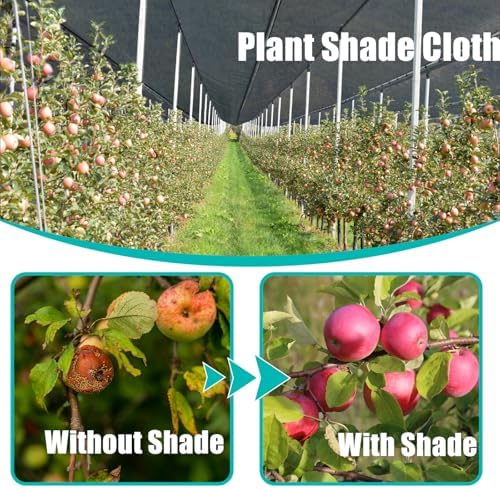 cliselda 6x50ft black shade cloth w/grommets for garden showing dimensions
