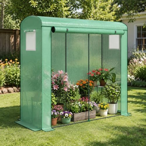 outsunny mini greenhouse portable roll-up door 78.7" x, view 9
