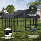 10x14ft outdoor dog kennel with roof and feeding, side view