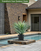 velener artificial agave plant in black pot with on a desk or shelf