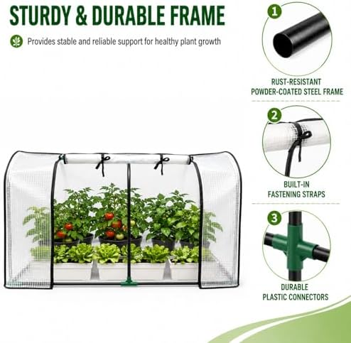 portable mini greenhouse, 55x32x28 inches pe cover with showing dimensions