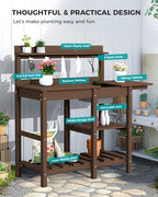 serwall outdoor potting bench with removable sink,gardening table,coffee, front angle view