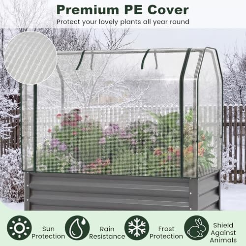 giantex raised garden bed with legs & greenhouse, close-up detail