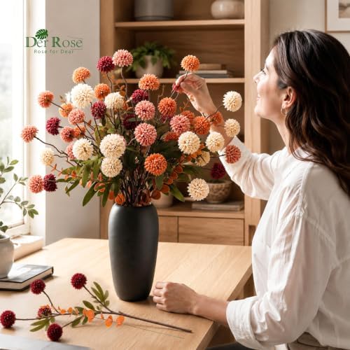 der rose fall artificial flowers with vase, 18, close-up detail