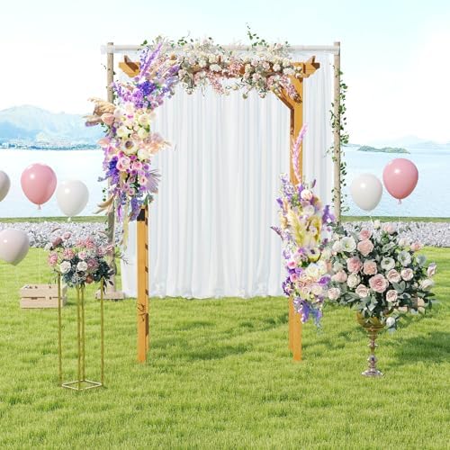 happygrill 7 ft wooden garden arch for climbing, front angle view