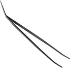 KAKURI Bonsai Tweezers Curved Serrated Tips with Spatula 8.8" - Made in Japan - Professional Bonsai Care Tool - Black Coated Japanese Stainless Steel