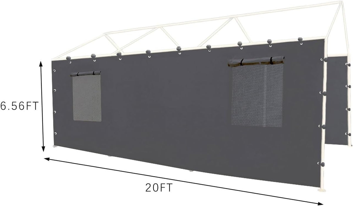 sidewall panel with mesh windows and elastic ball, side view