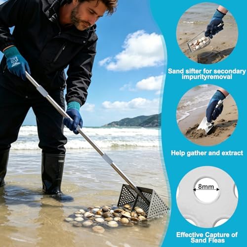 sand rake for beach,, 65 inches long handle, close-up detail