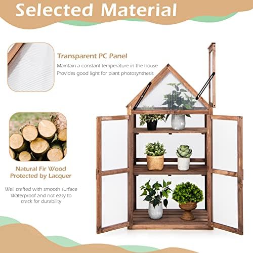 graffy wooden cold frame greenhouse with 3 removable showing dimensions