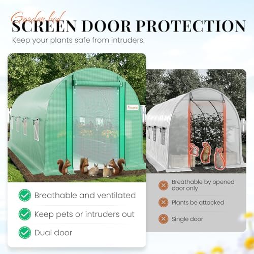 king bird premium 15x7x7 ft greenhouse for outdoors, side view