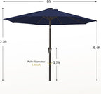MEWAY 9ft Patio Umbrella Outdoor Table Umbrellas with Push Button Tilt and Crank, Market Umbrella 8 Sturdy Ribs for Deck, Garden, Pool and Backyard, Navy
