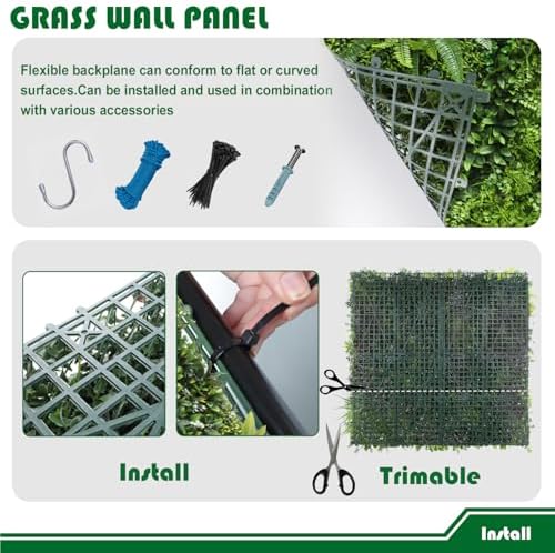 artificial grass wall panels 40"x40"-1pack greenery backdrop faux, side view