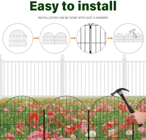 6 panels no dig decorative garden fence for, close-up detail