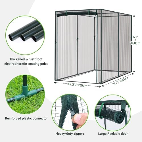 ohuhu crop cages for garden plant:6.6x3.9x5.3 ft plant, side view