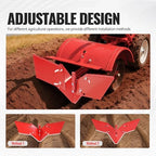 wutist furrower kit tine tiller w/adjustable wing land showing dimensions