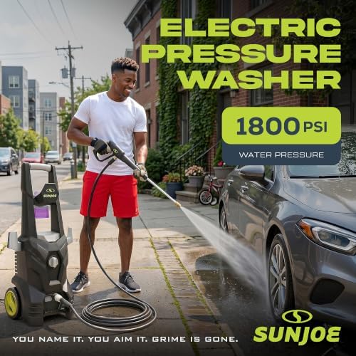 sun joe spx100-go electric pressure washer, 13-amp, 4 shown in use