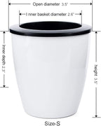 6 Pcs 3.5“ Self Watering Planter White Flower Pot, Flowers Plants, Small Mini Planter Pot, for All Plants, Herbs, African Violets, Succulents