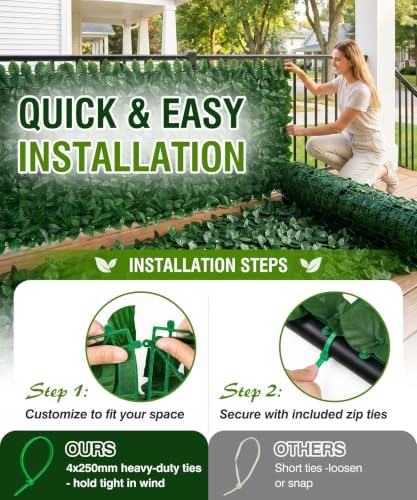 artificial ivy privacy fence screen, 240x40 inch dense showing dimensions