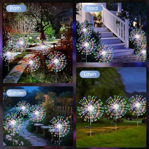 hpufkot solar garden lights outdoor,waterproof garden, 2pc 200, close-up detail