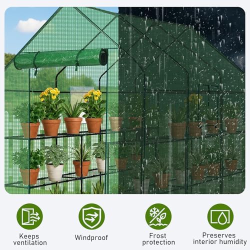 outvita walk-in greenhouse, 3 tiers 12 shelves, durable, close-up detail