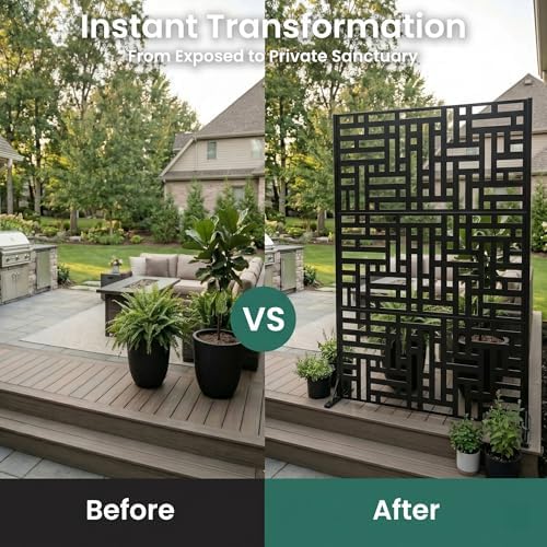 outdoor metal privacy screen, 72 x 47 in showing dimensions
