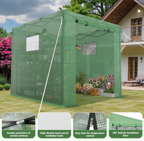 8x6 ft pop up greenhouse for outdoors, walk-in showing dimensions