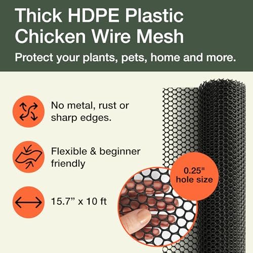 maporch plastic chicken wire fencing, under bed blocker shown in use