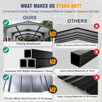 military-grade metal carport 12x20 ft, heavy- duty galvanized, side view