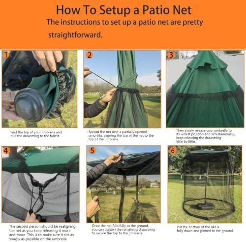 6ft/9ft/11ft patio umbrella mosquito netting with zipper door on a desk or shelf